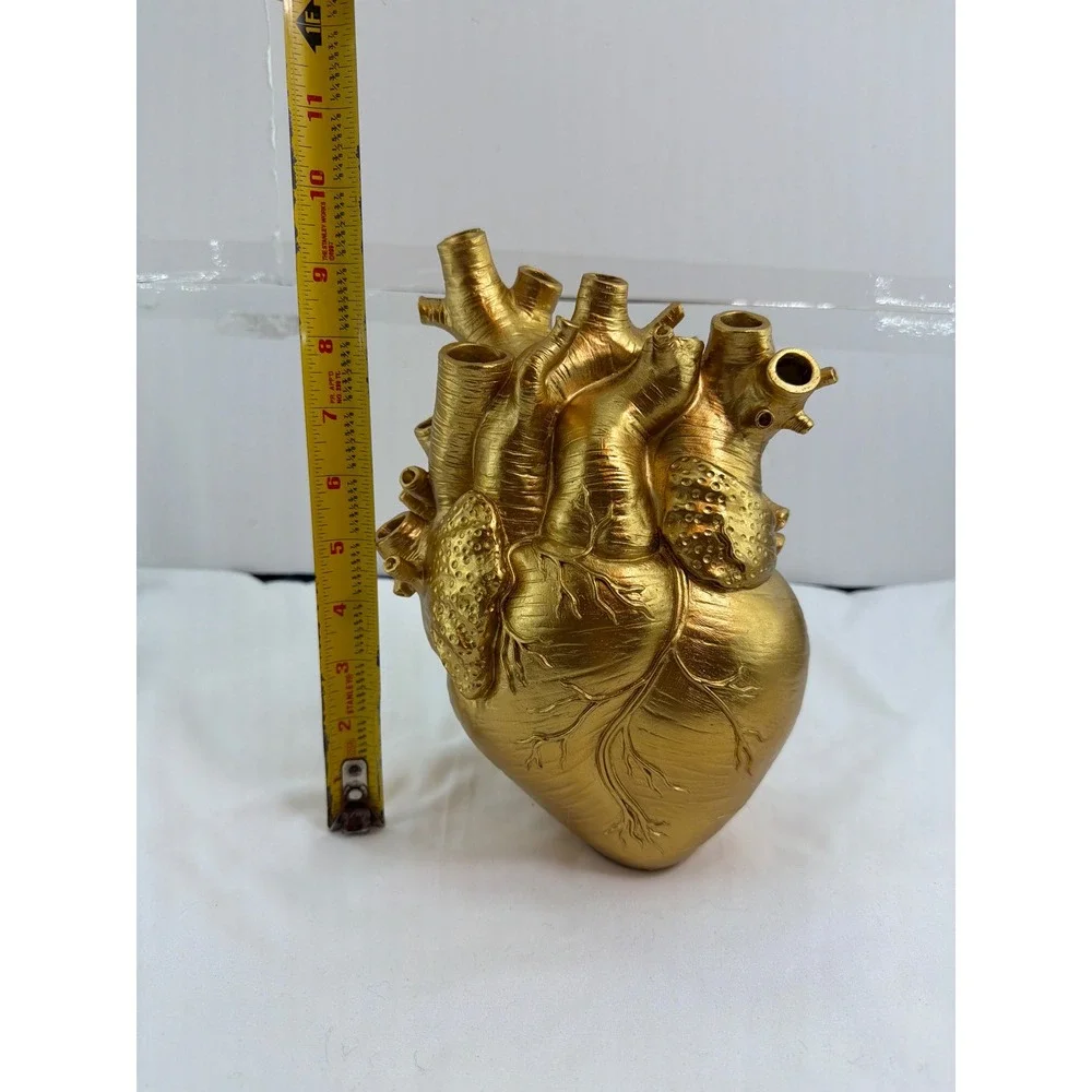 Unbranded Anatomical Heart Vase Large Gold Excellent Resin Medical Decor